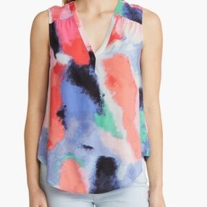 NIC + ZOE abstract watercolor sleeveless blouse S